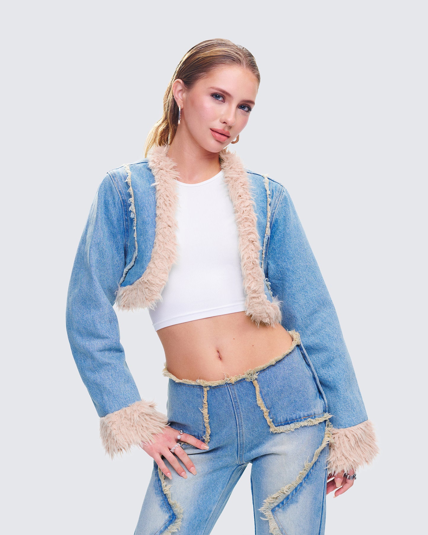 Kaiana Blue Denim Cropped Jacket