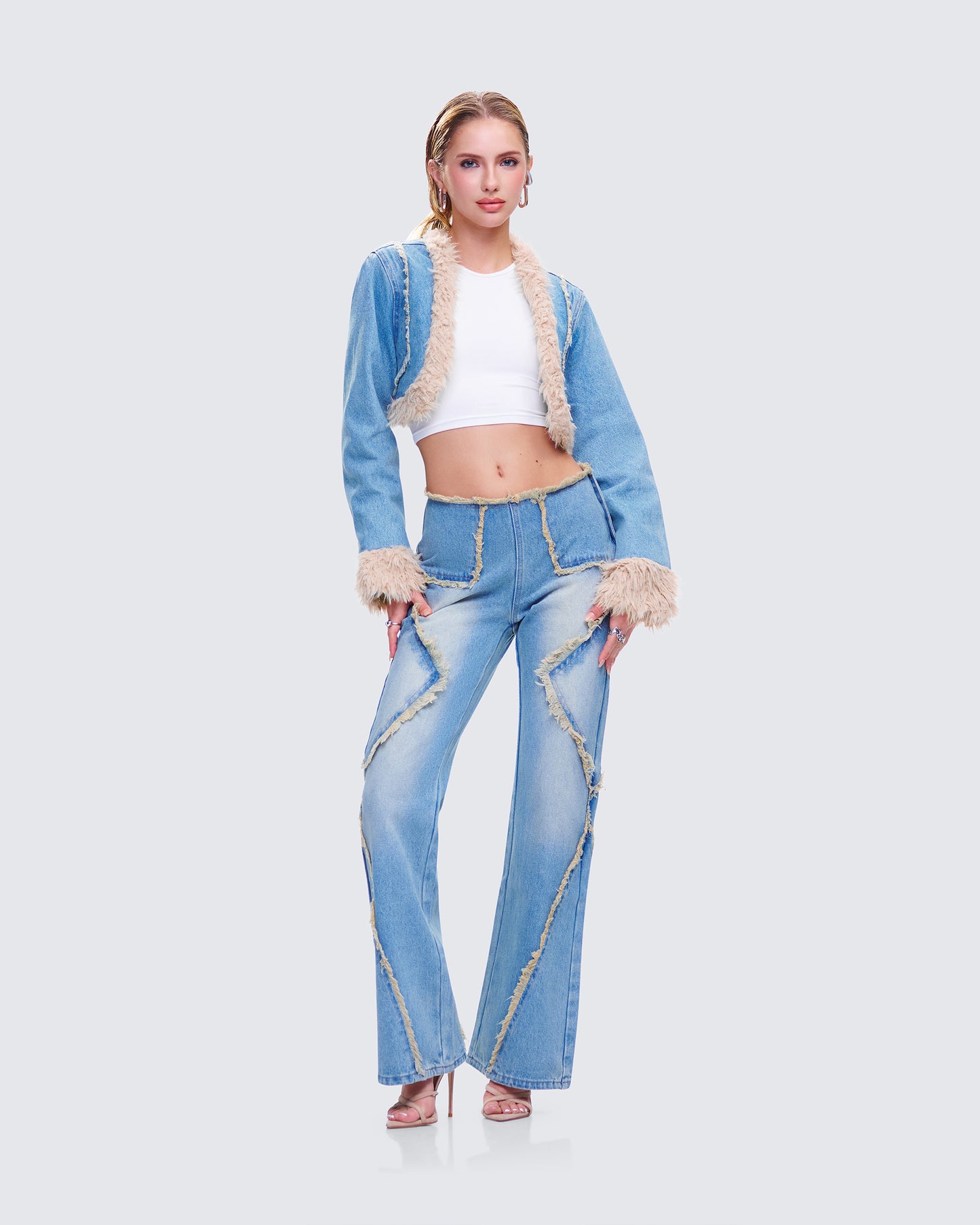 Kaiana Blue Denim Cropped Jacket