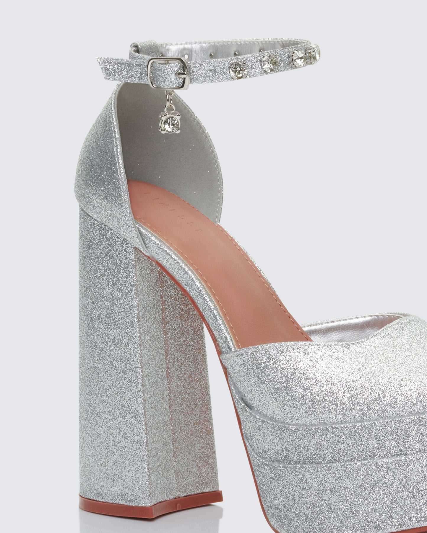 Kailin Silver Glitter Platform Heels