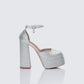 Kailin Silver Glitter Platform Heels