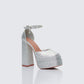 Kailin Silver Glitter Platform Heels