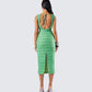 Kairi Green Ruffle Trim Midi Dress