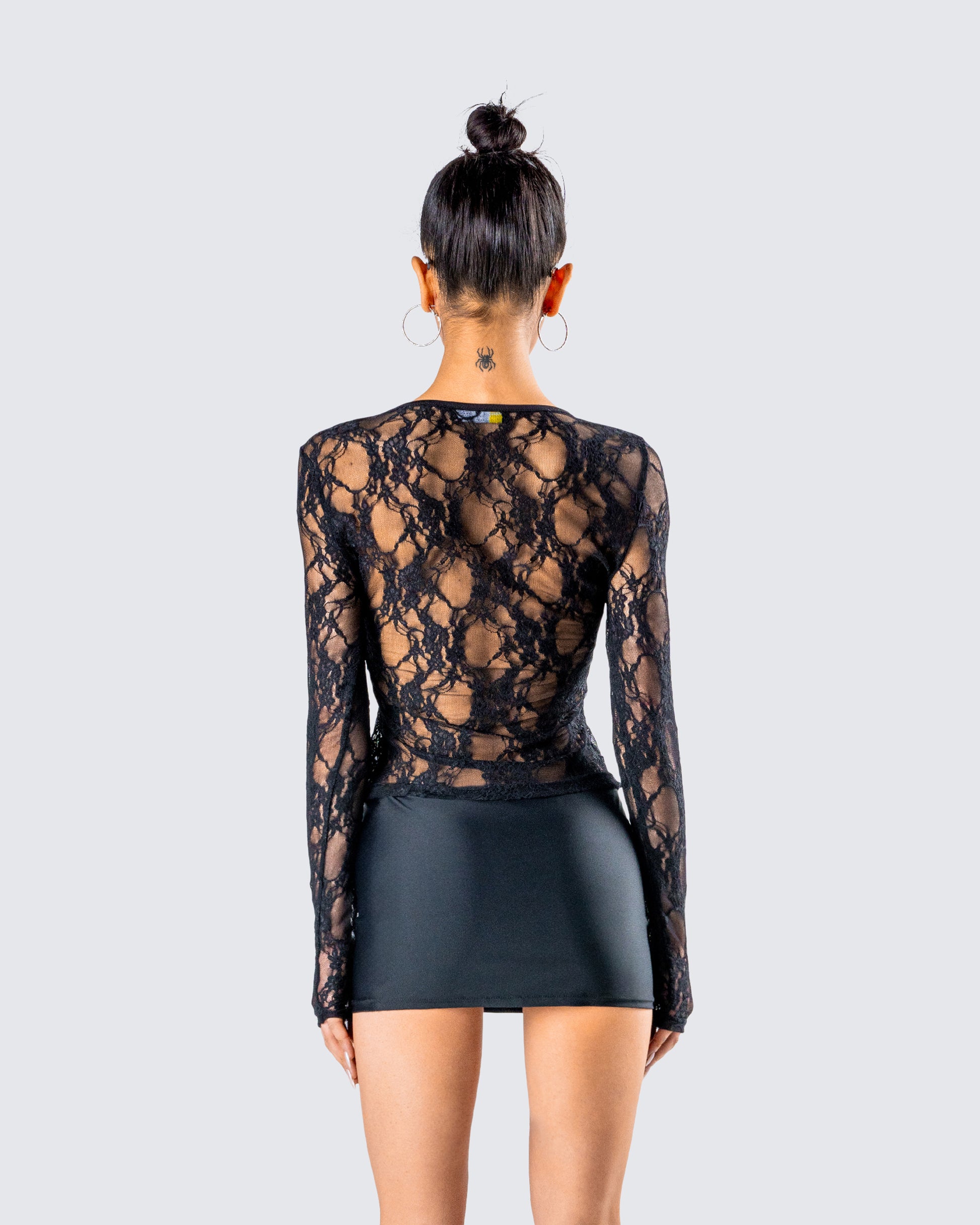 Long Sleeve Lace Top In Black | CY Boutique | SilkFred US