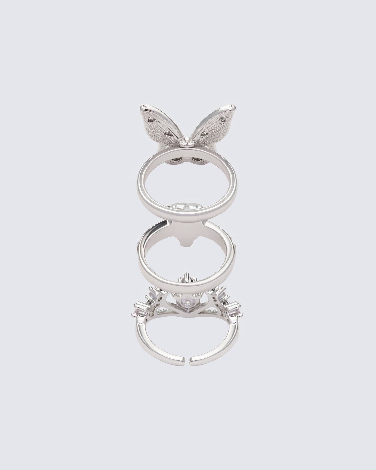 Kalinda Silver Princess Stack Ring Set