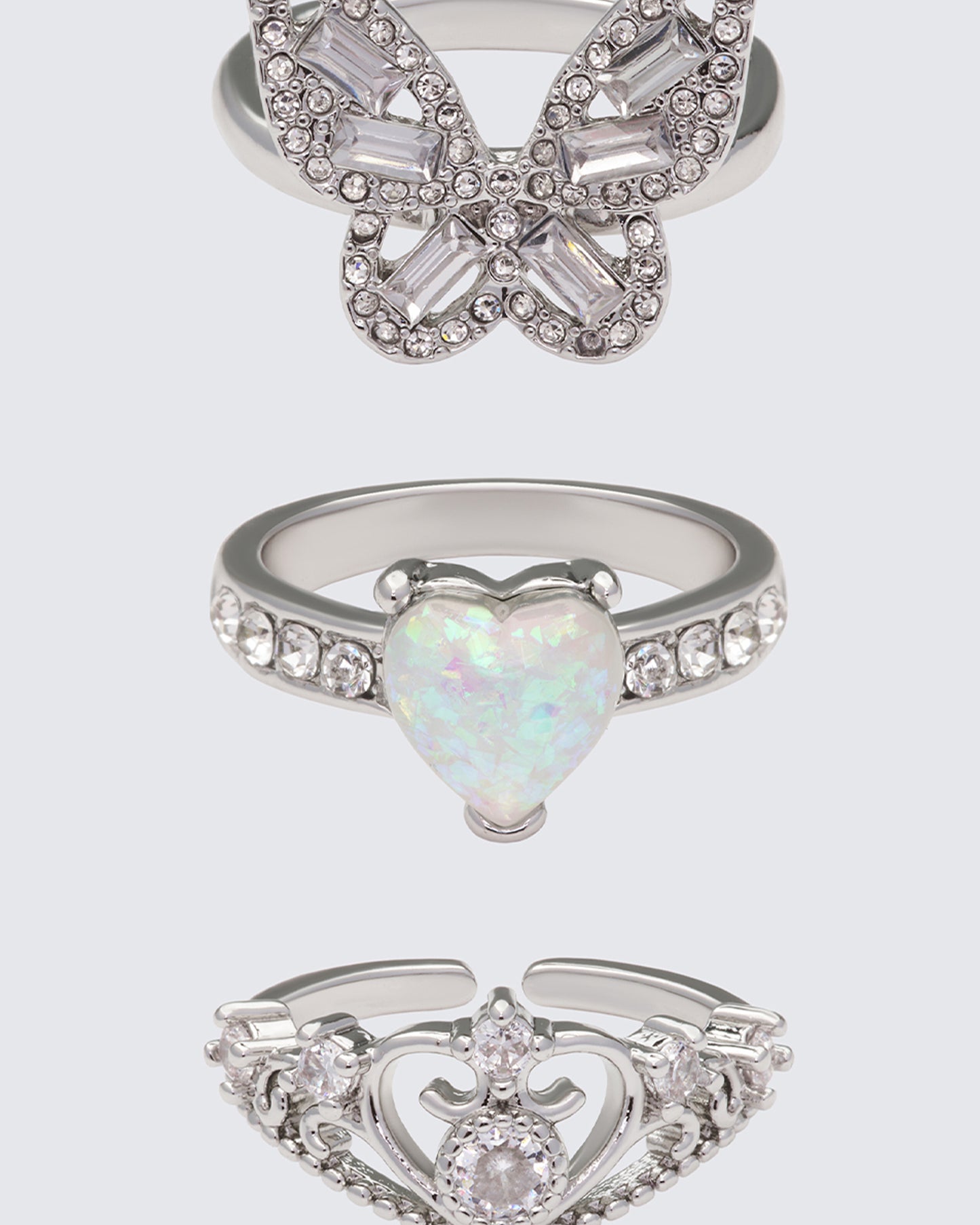 Kalinda Silver Princess Stack Ring Set