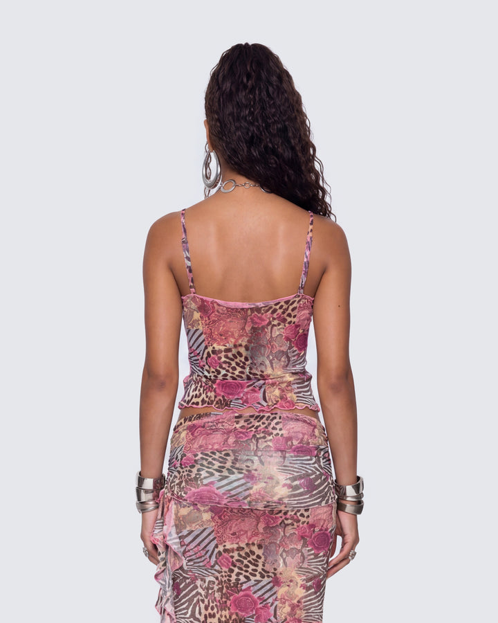 Kani Multi Printed Mesh Cami Top