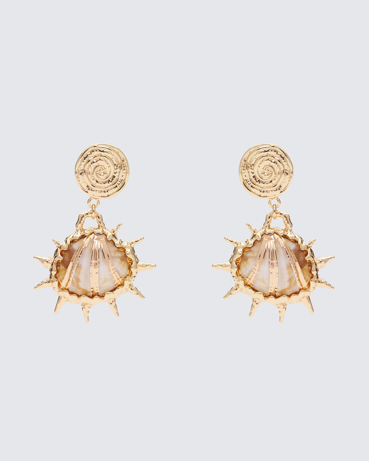 Kareina Gold Molten Shell Dangle Earrings product front