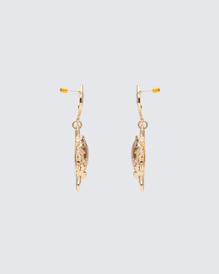 Kareina Gold Molten Shell Dangle Earrings