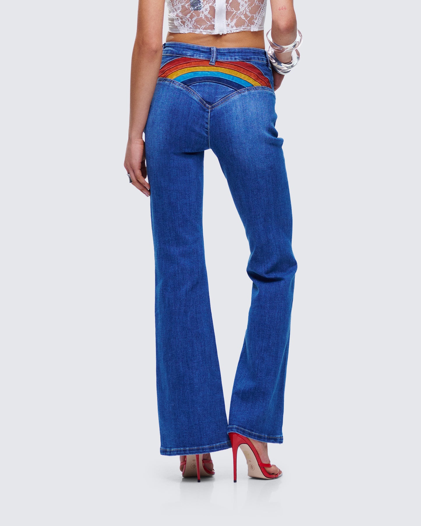 Kass High Rise Blue Denim Rainbow Jean