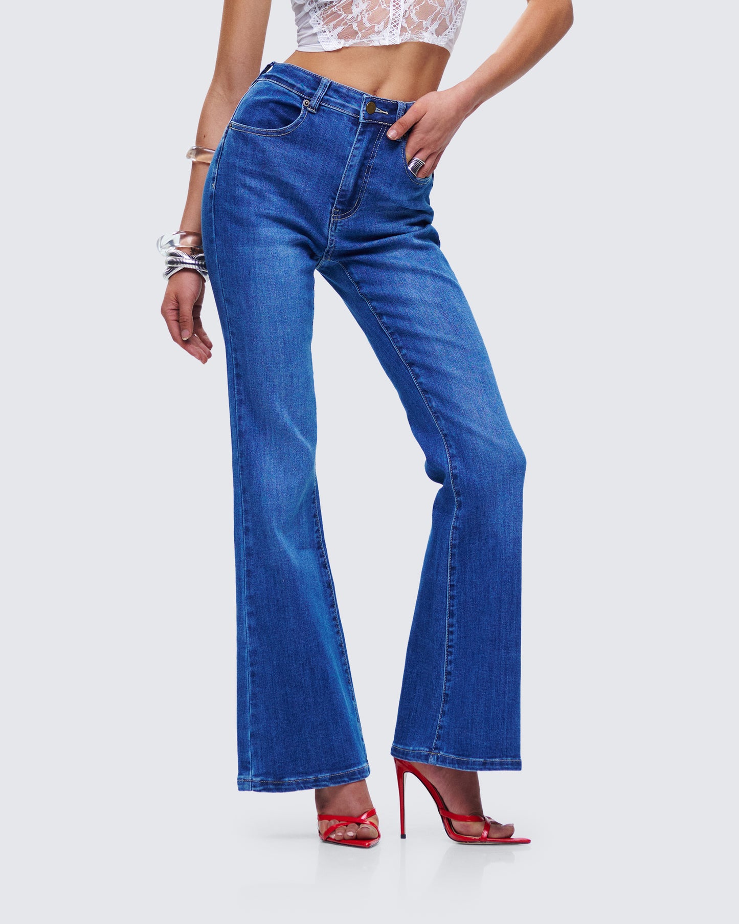 Kass High Rise Blue Denim Rainbow Jean