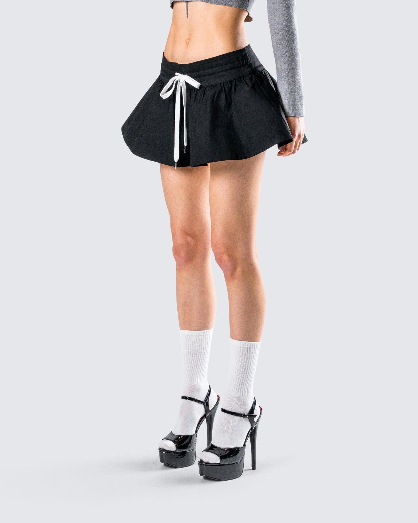 Kata Black Flounce Mini Skirt