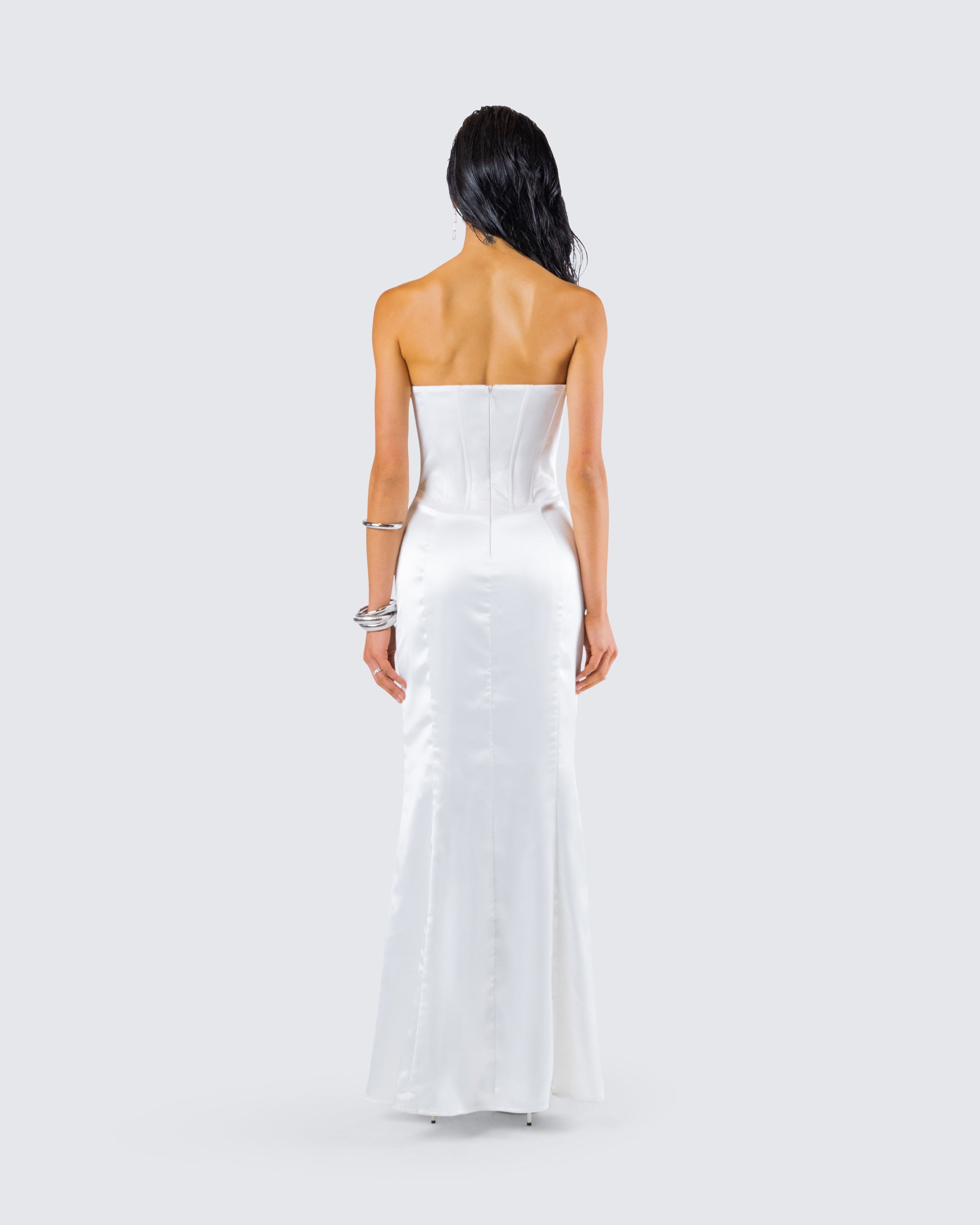 White Lace Corset Gown - Strapless Wedding Formal FINESSE White Lace Corset Gown - Strapless Wedding Formal FINESSE