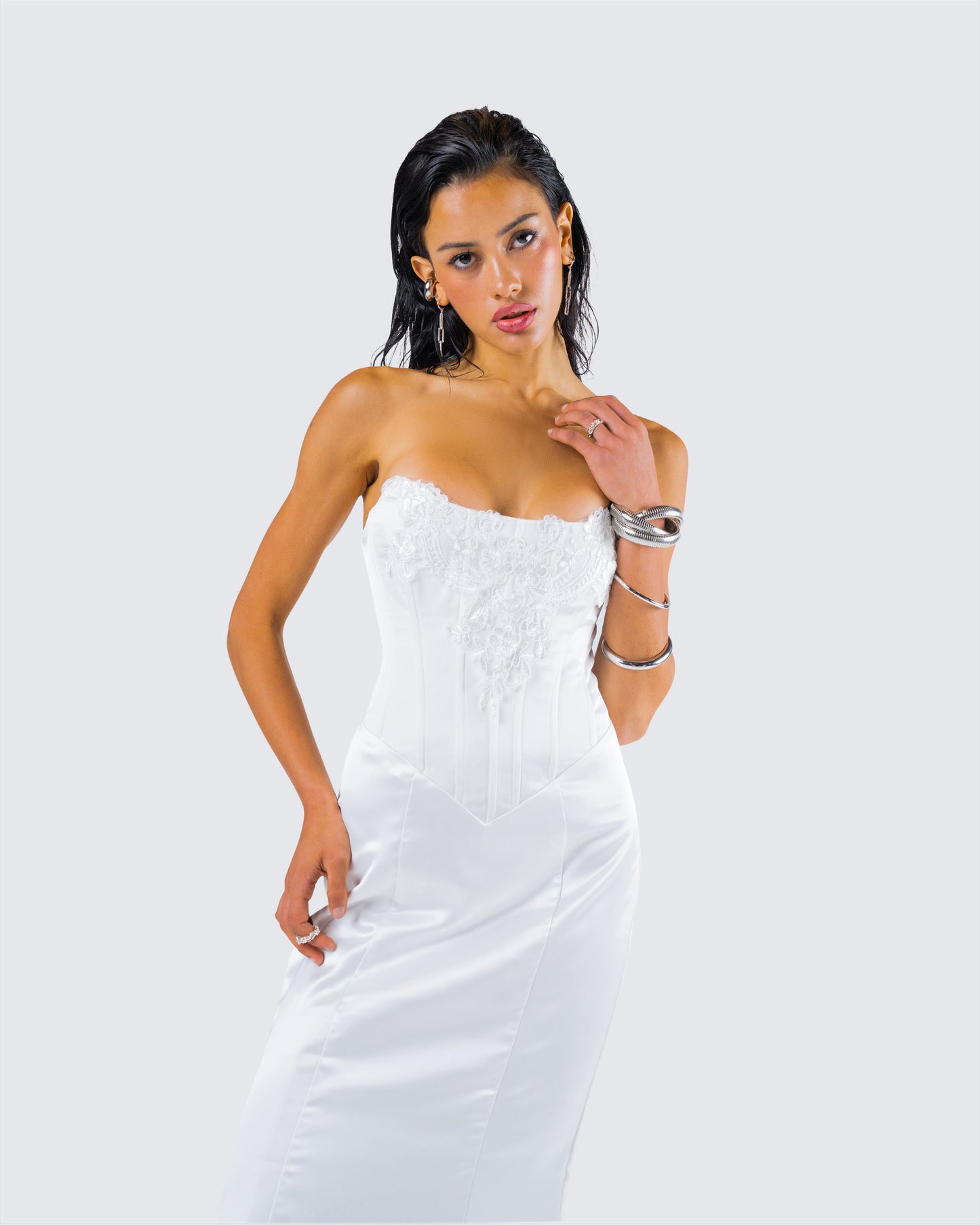 Katana White Lace Applique Gown