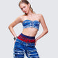 Katria Blue Frayed Denim Bandeau Top