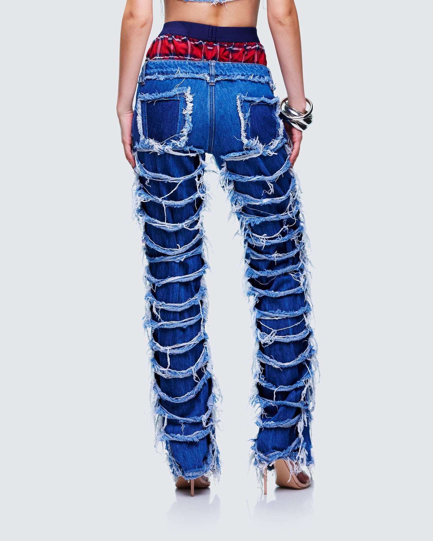 Katria Blue Frayed Denim Boxer Jean