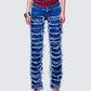 Katria Blue Frayed Denim Boxer Jean model front
