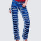 Katria Blue Frayed Denim Boxer Jean
