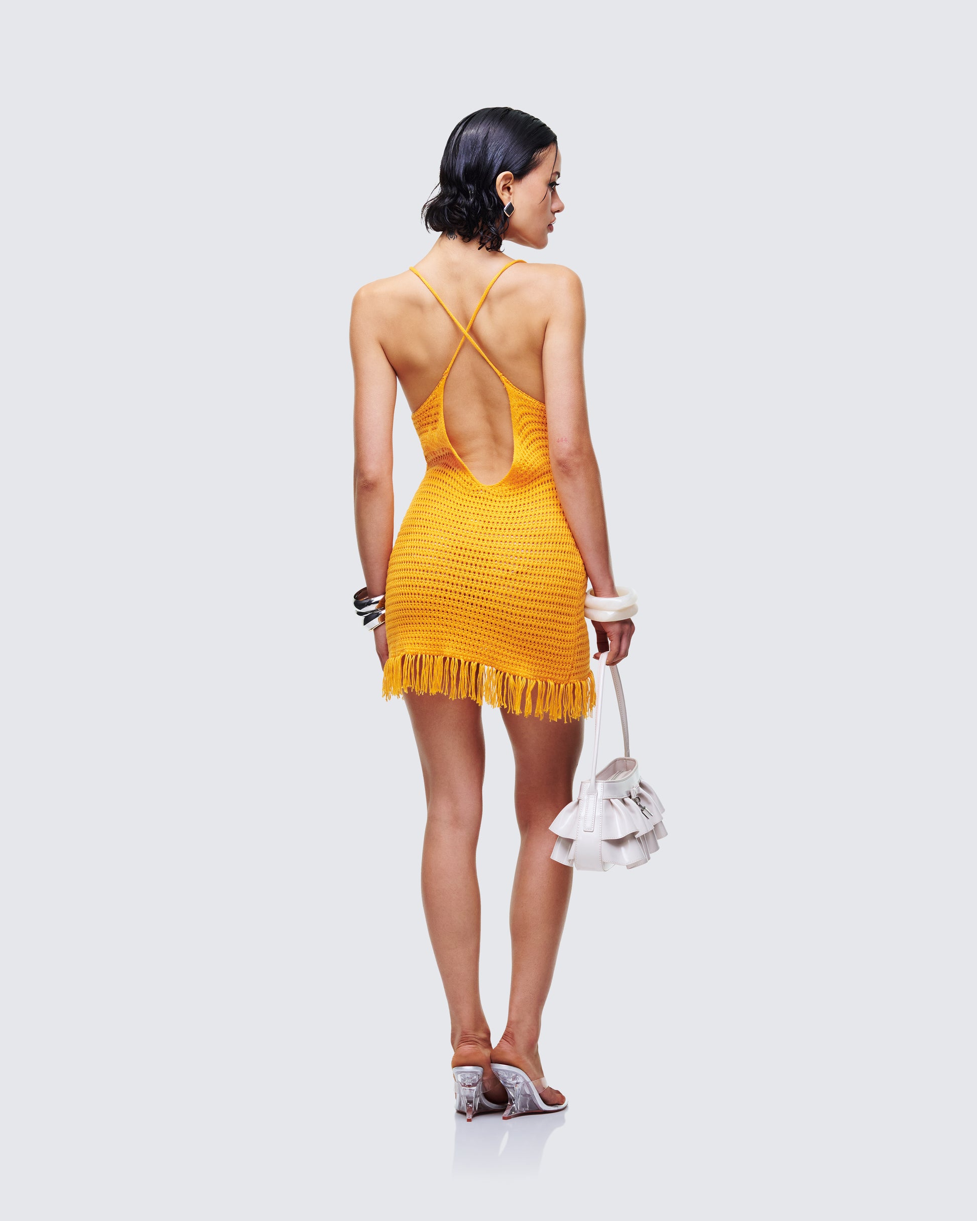 Yellow Crochet Halter Mini Dress Summer Beach Set FINESSE Yellow Crochet Halter Mini Dress Summer Beach Set FINESSE