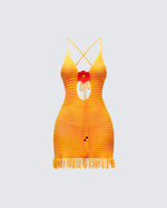 Kavi Yellow Knitted Mini Dress product front