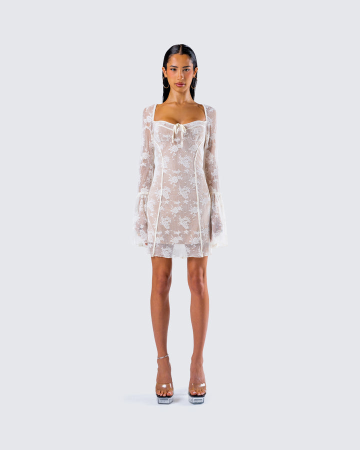 finesse kesia ivory mini dress Ivory Lace Mini Dress