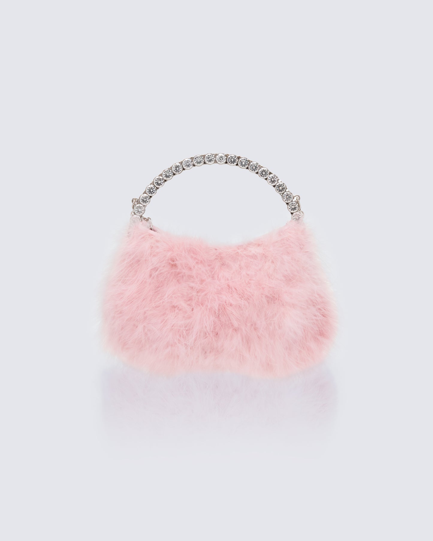 Keely Pink Feather Corsage Bag With Diamante Handle