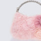 Keely Pink Feather Corsage Bag With Diamante Handle