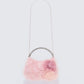 Keely Pink Feather Corsage Bag With Diamante Handle