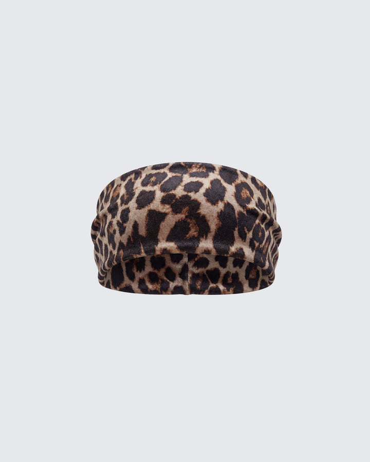 Kelsey Leopard Print Velour Headband product front