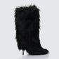 Kendall Black Fur XXL Yetti Heeled Boot