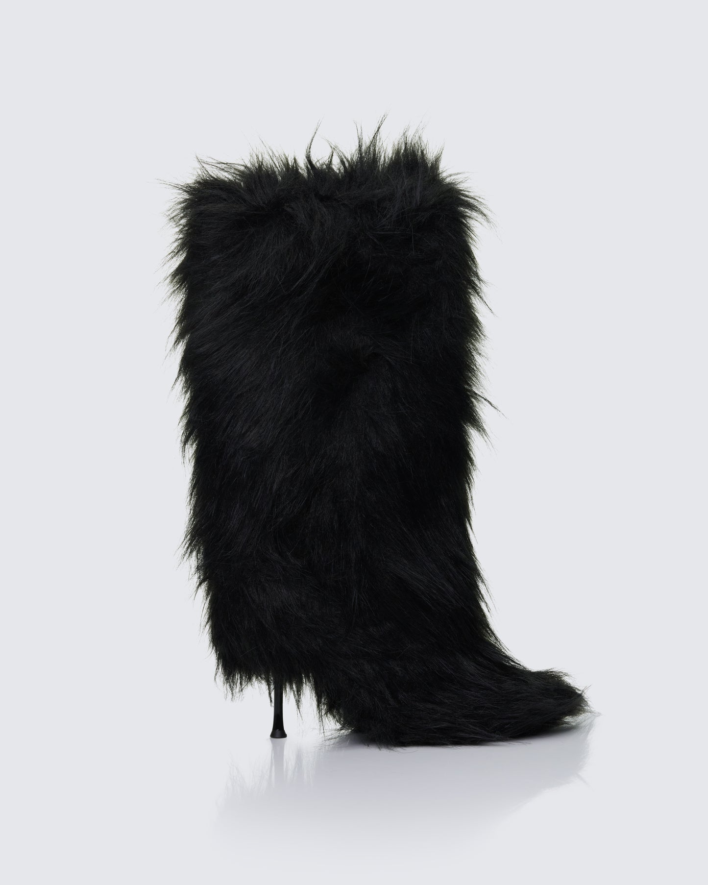 Kendall Black Fur XXL Yetti Heeled Boot