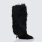 Kendall Black Fur XXL Yetti Heeled Boot