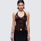 Kerensa Brown Mesh Halter Top model front