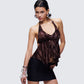 Kerensa Brown Mesh Halter Top