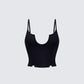 Keykie Black Rib U Neck Crop Cami Top product front