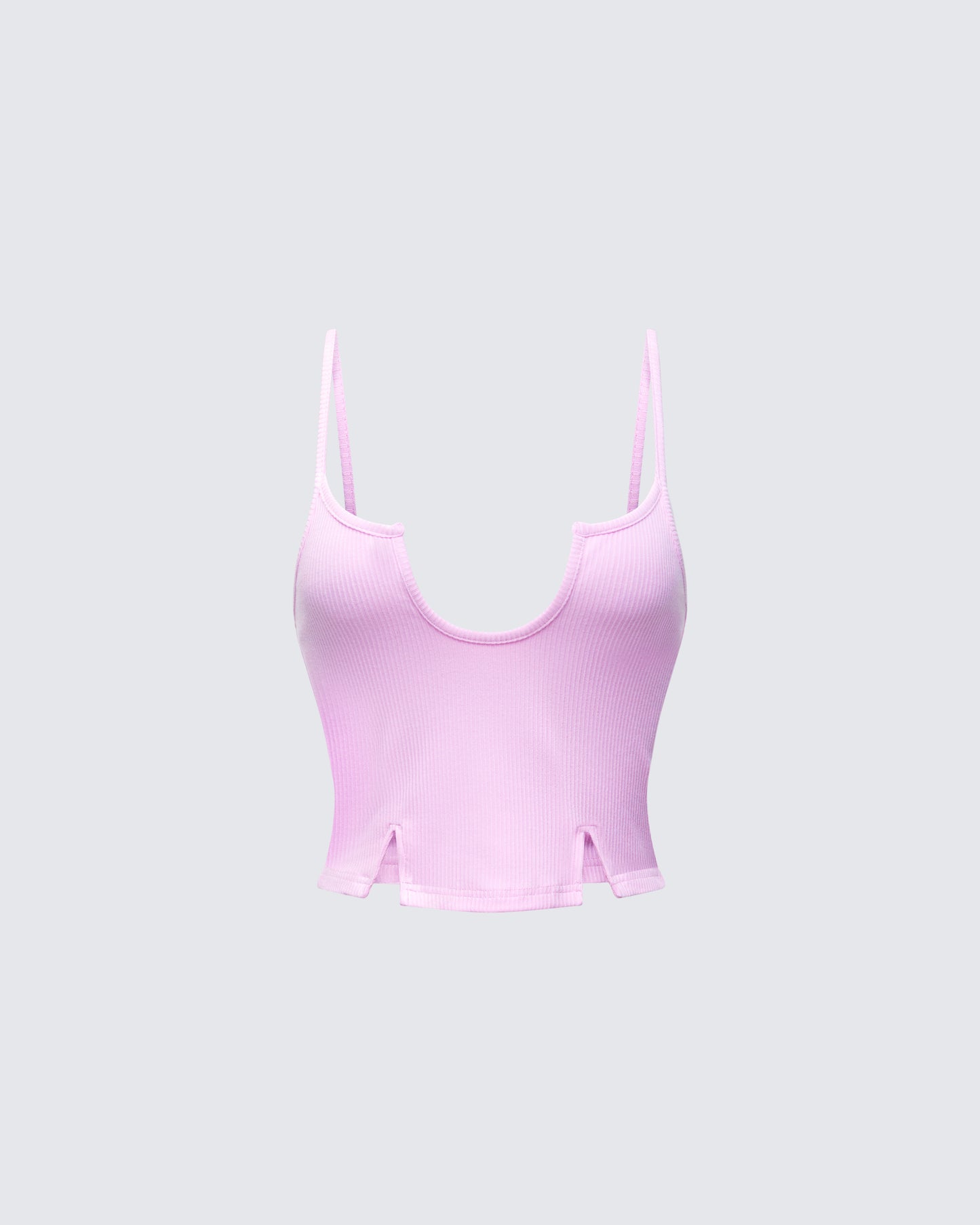 Keykie Pink Rib U Neck Crop Cami Top product front