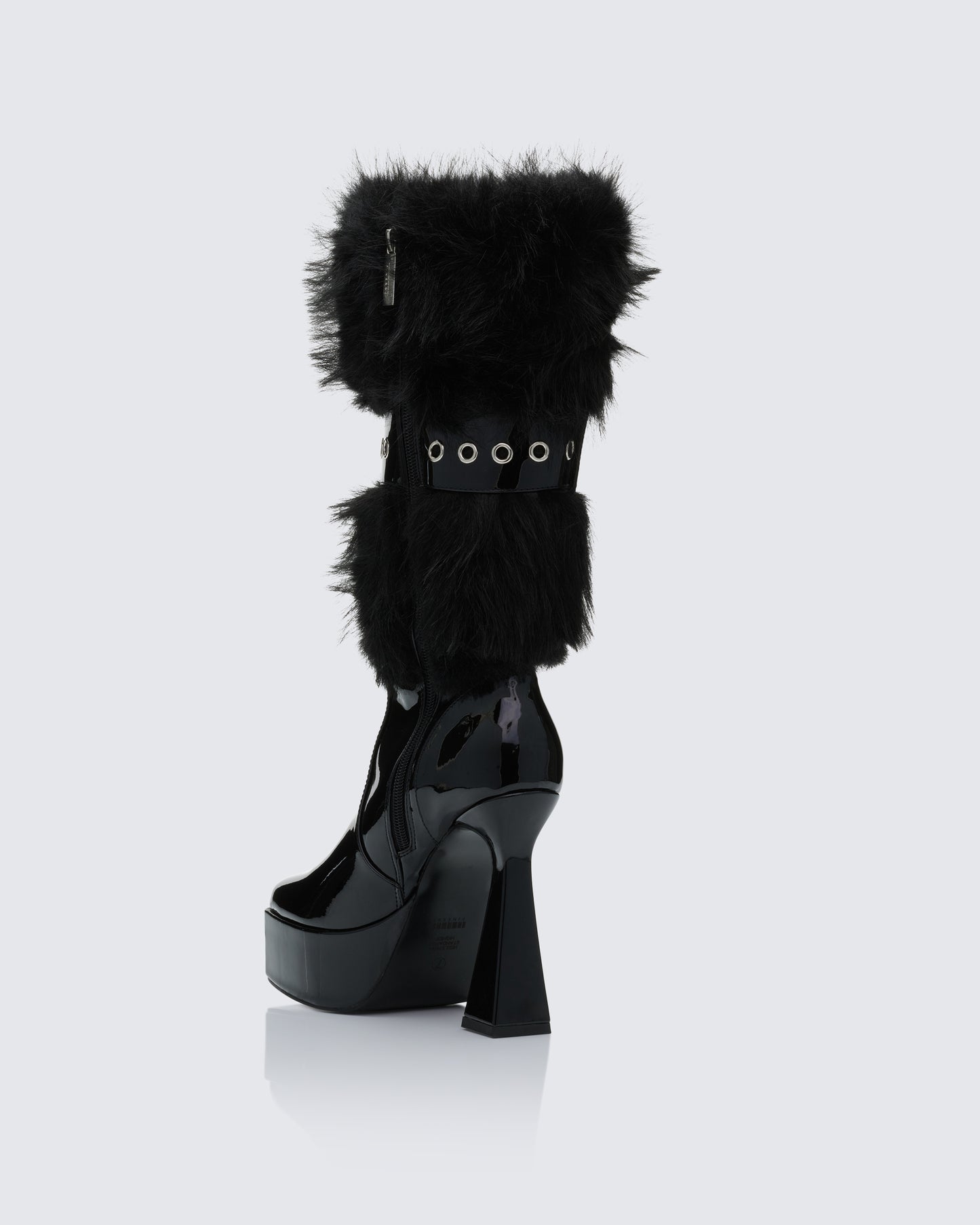 Kezia Black Fur Cuff Platform Boot