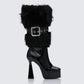 Kezia Black Fur Cuff Platform Boot