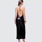 Khadija Black Sequin Pencil Midi Dress