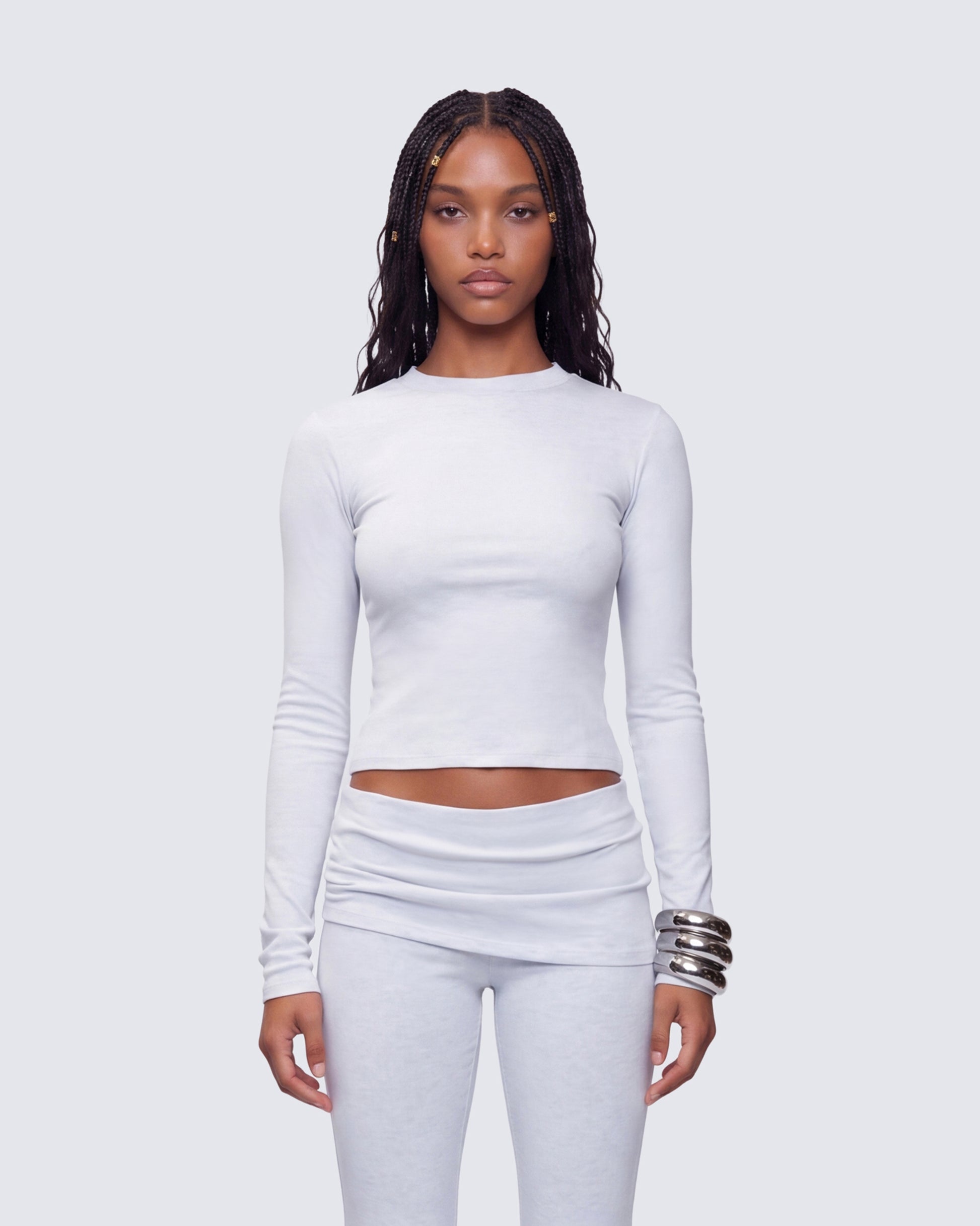 Kia Grey Marl Long Sleeve Top model front