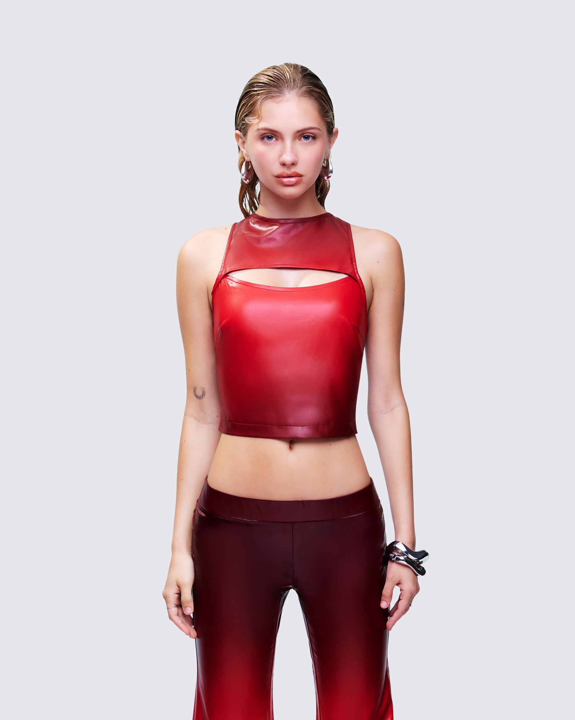 Kiara Multi Ombre Vegan Leather Top model front