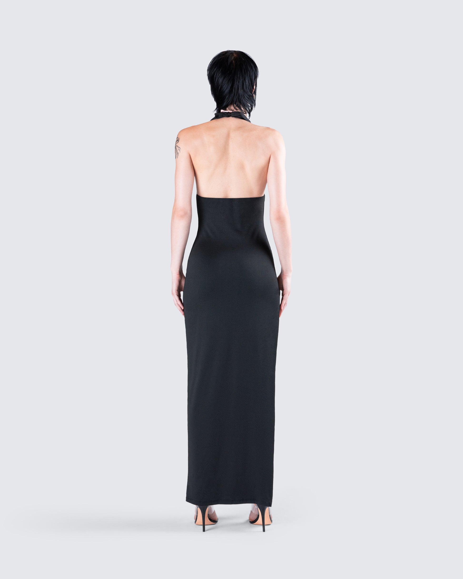 Black Halter Maxi Dress - Bodycon Evening Gown FINESSE Black Halter Maxi Dress - Bodycon Evening Gown FINESSE