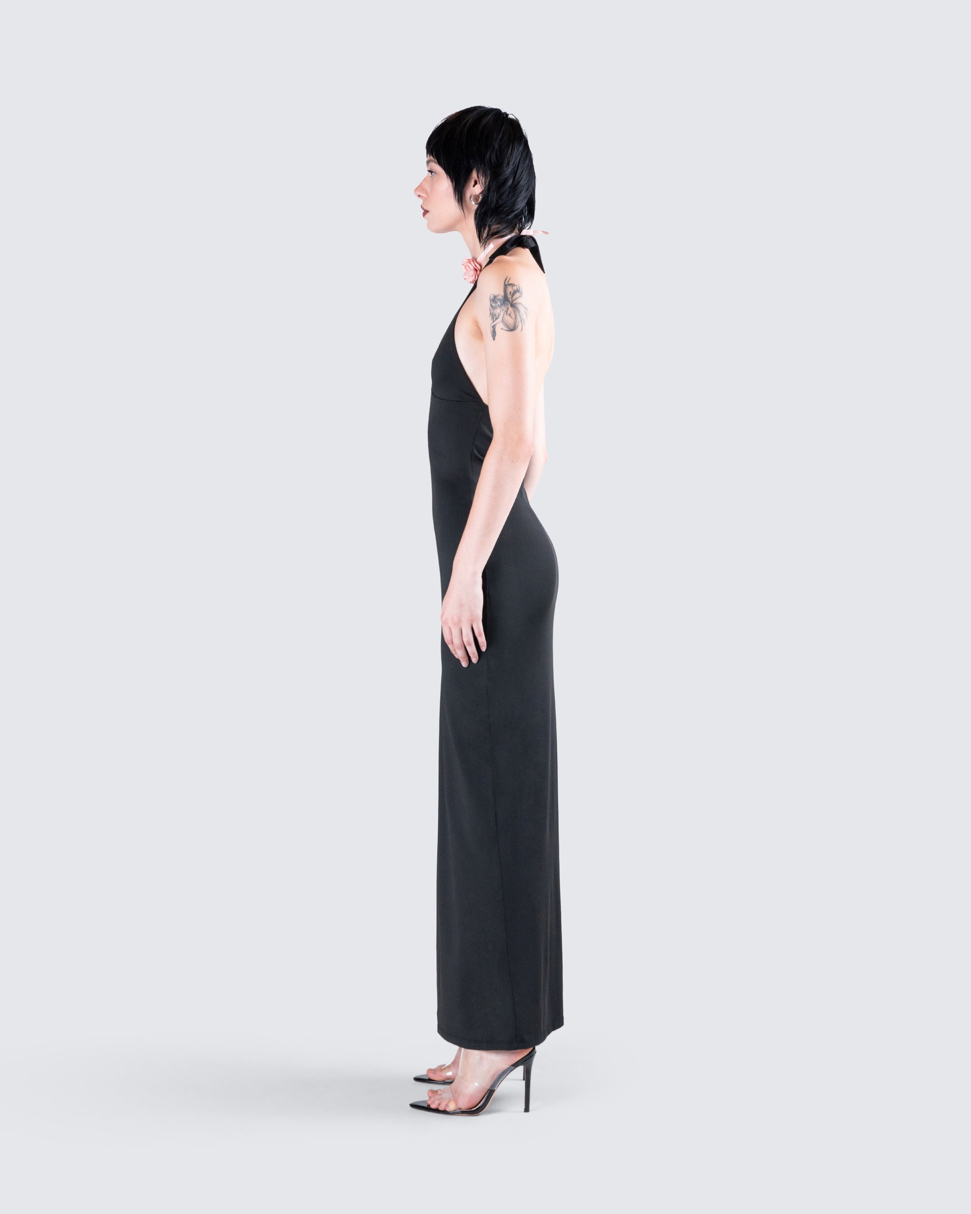 Black Halter Maxi Dress - Bodycon Evening Gown FINESSE Black Halter Maxi Dress - Bodycon Evening Gown FINESSE