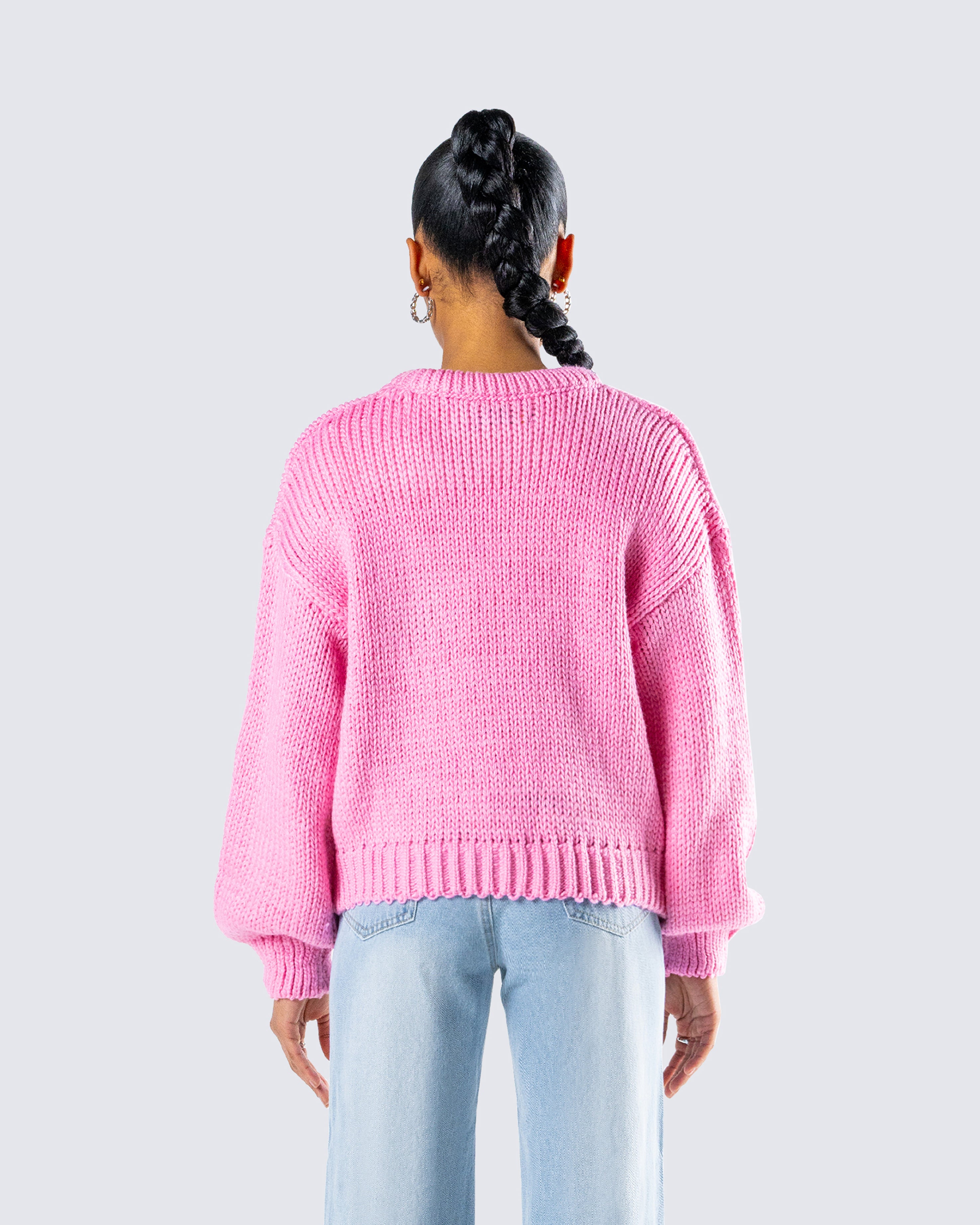 Kiera Pink Chunky Sweater Top