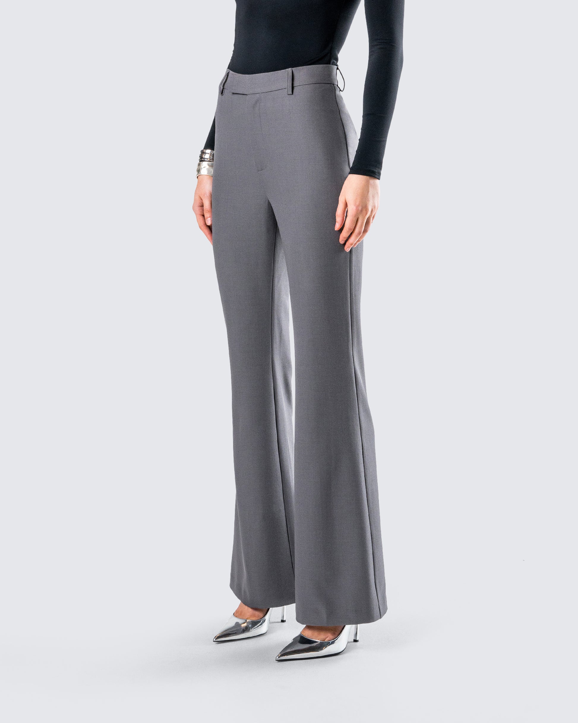 Kimberly Grey Flared Trouser Pant – FINESSE