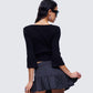 Kimmy Black Ribbed Cardigan Top