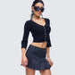 Kimmy Black Ribbed Cardigan Top