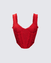 Kimona Red Ruffle Corset Top