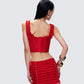 Kimona Red Ruffle Corset Top