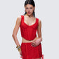 Kimona Red Ruffle Corset Top