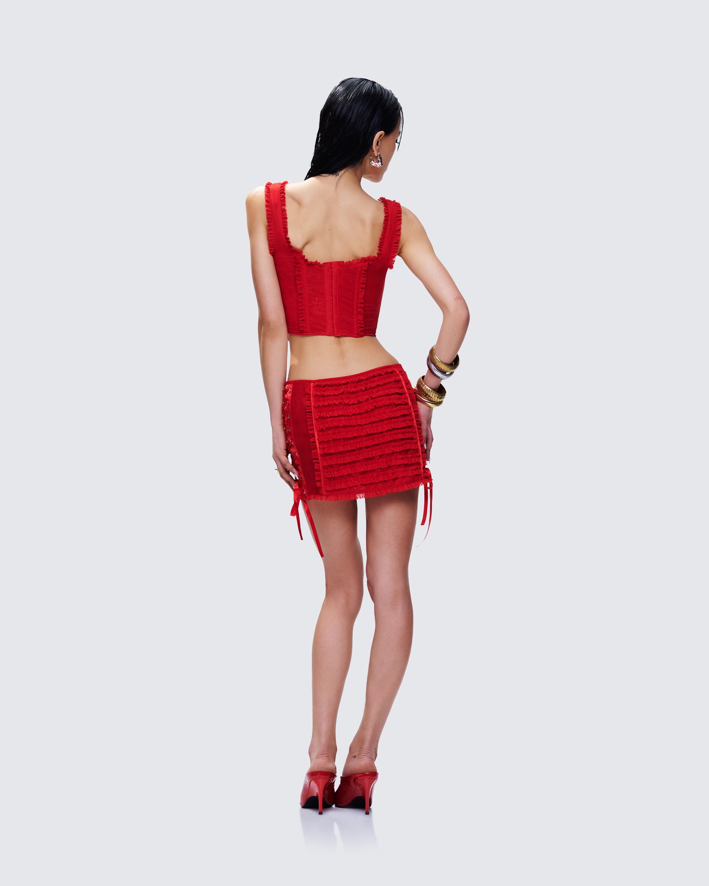 Kimona Red Ruffle Set